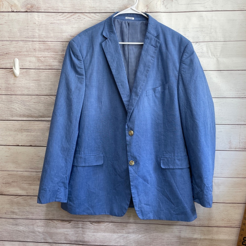 SADDLEBRED 100% COTTON BLAZER IN BLUE